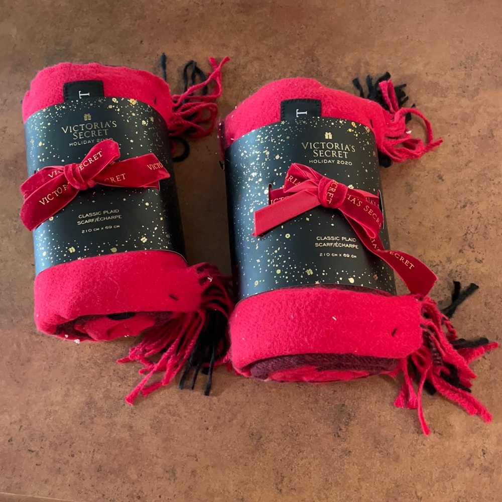 TWO Victoria’s Secret red winter scarves NEW W TAG